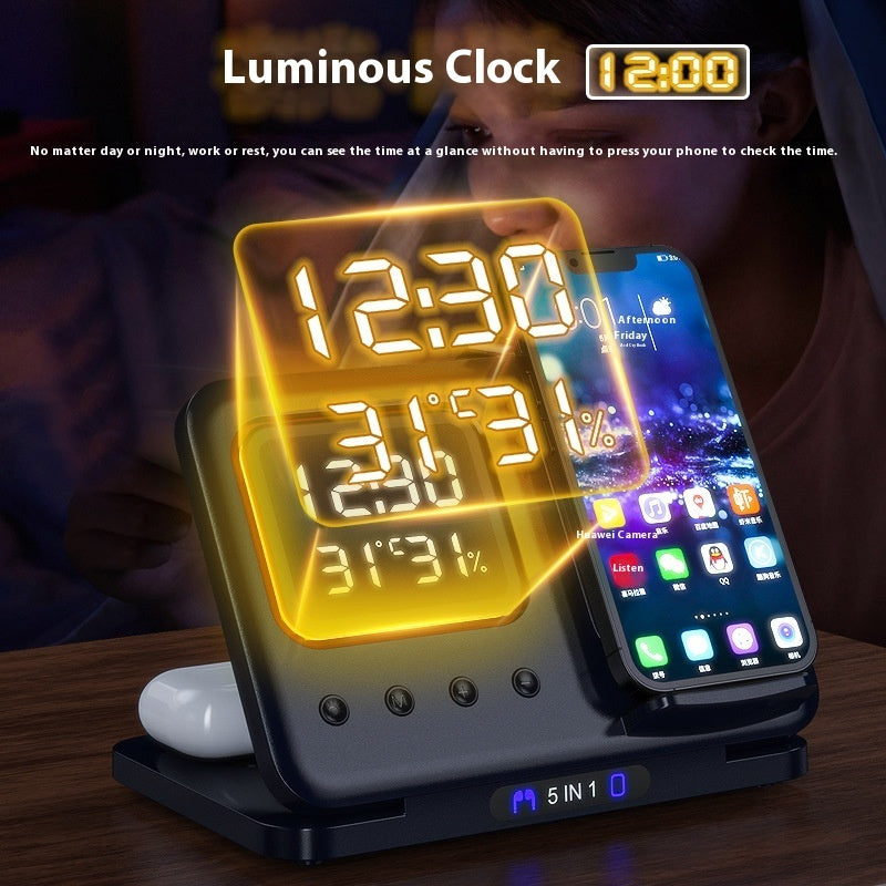 5 In1 LED Digital 15W Wireless Chargers Stand - My Store
