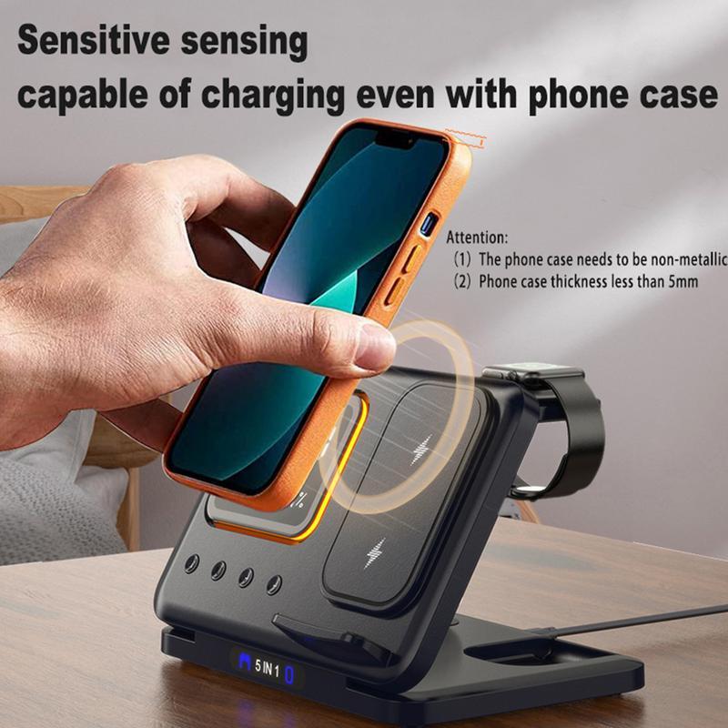 5 In1 LED Digital 15W Wireless Chargers Stand - My Store