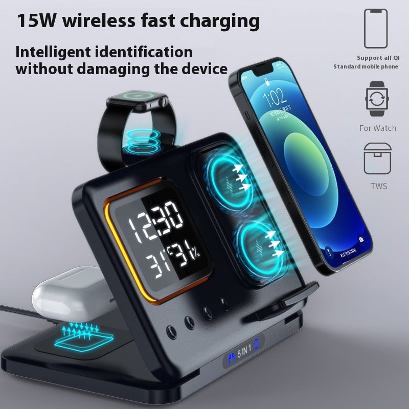 5 In1 LED Digital 15W Wireless Chargers Stand - My Store