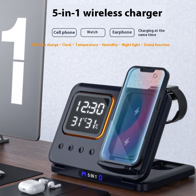 5 In1 LED Digital 15W Wireless Chargers Stand - My Store