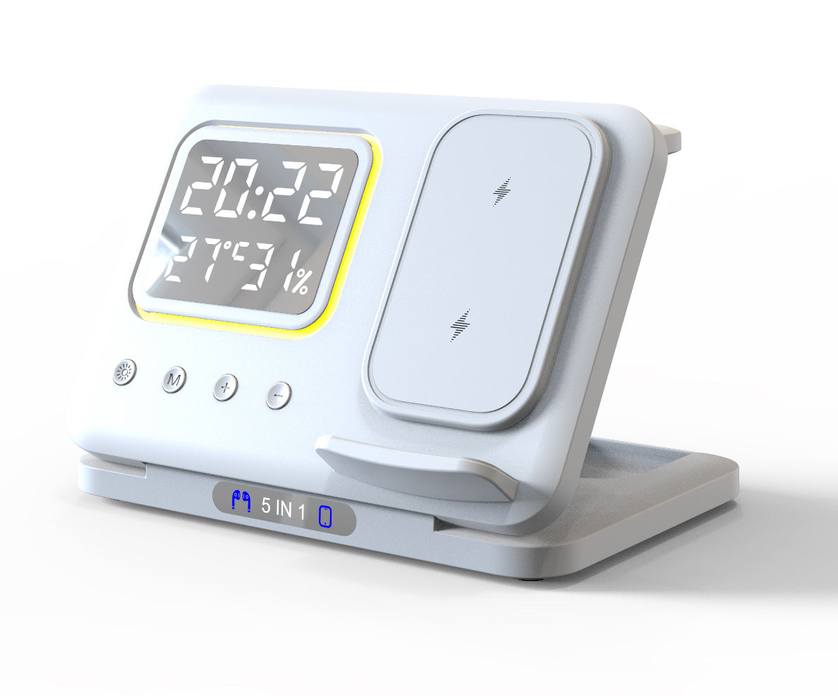 5 In1 LED Digital 15W Wireless Chargers Stand - My Store
